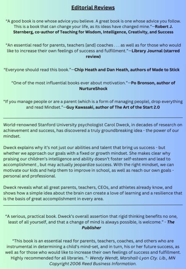Mindset - Editorial reviews