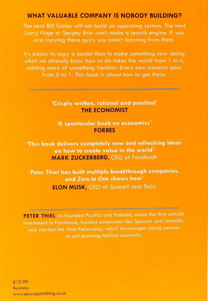 Zero to One – back Zero to One – back